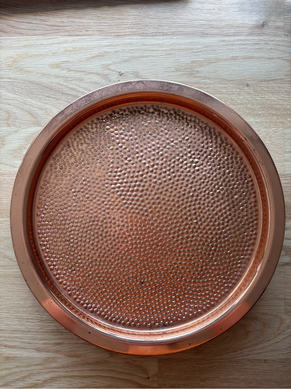 Copper Round Hammered Serving Tray